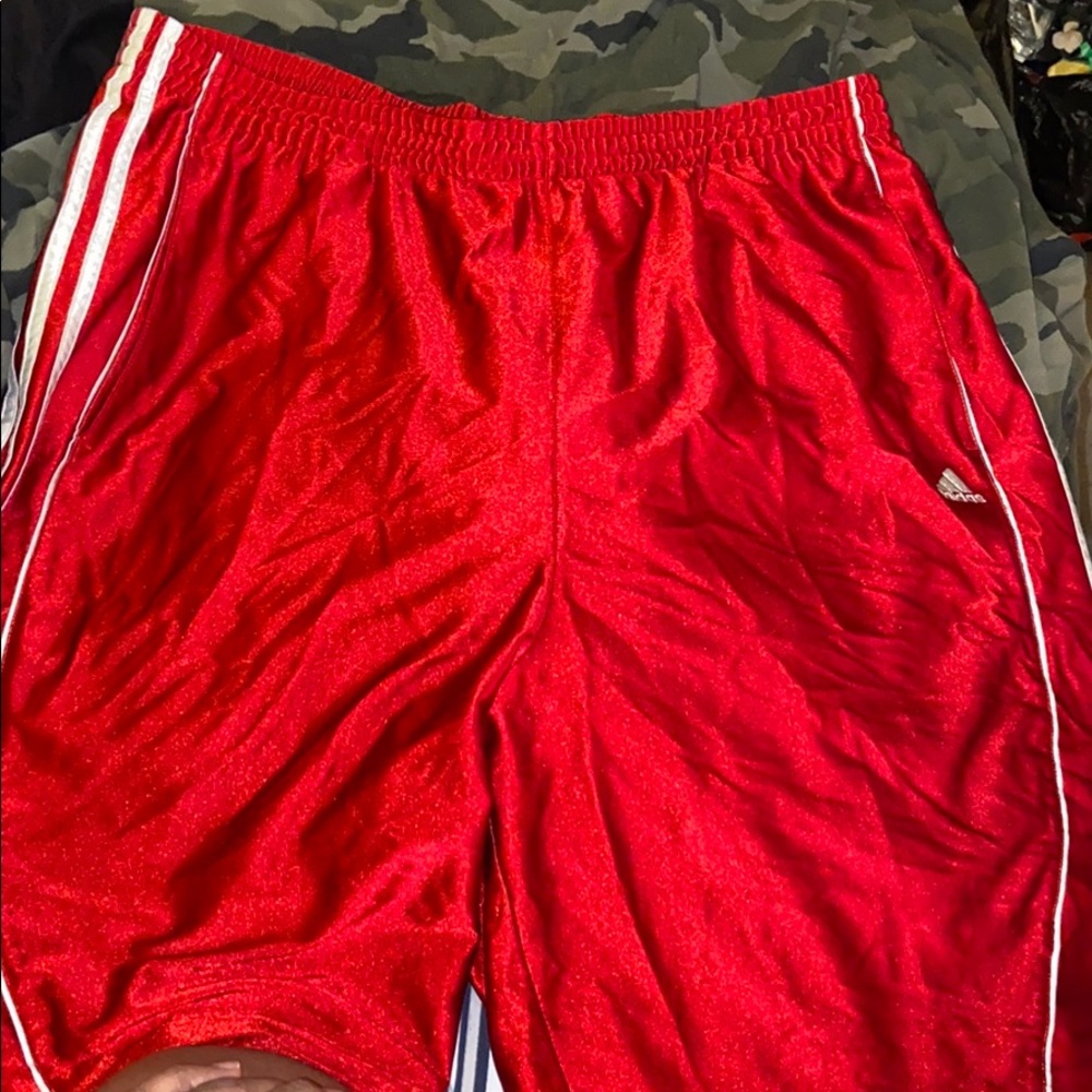 Red adidas shorts